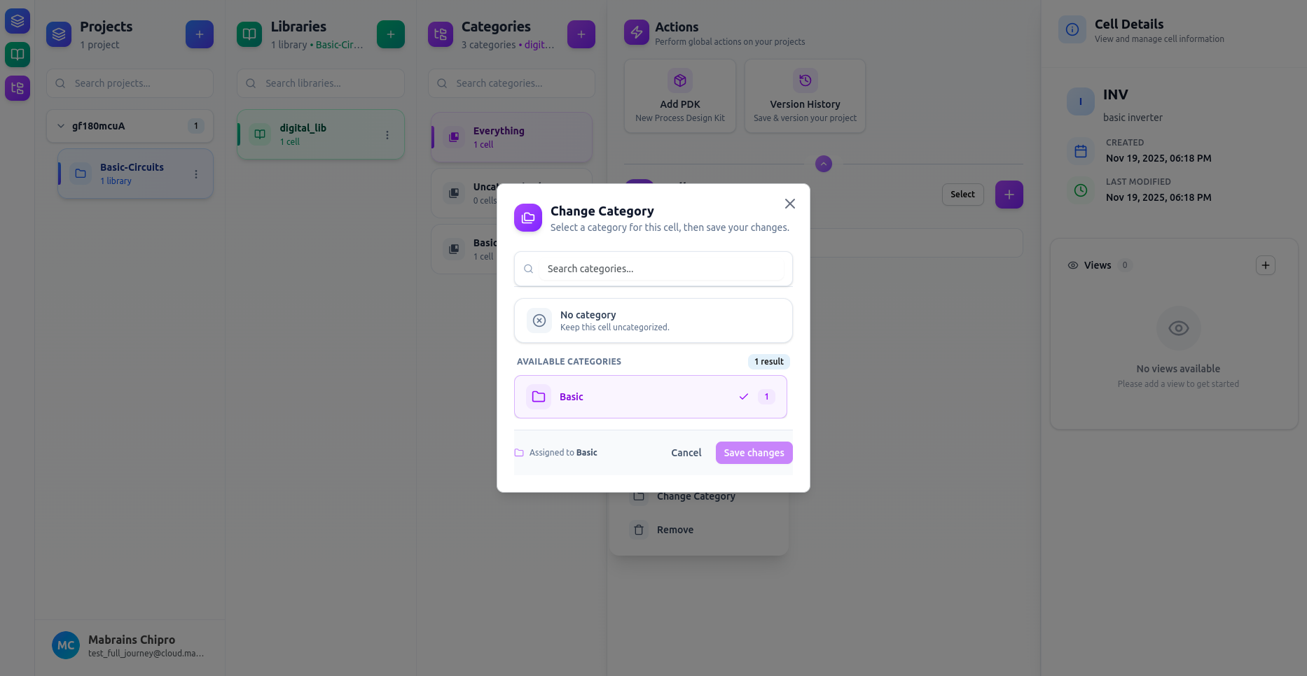 Change Category Dialog
