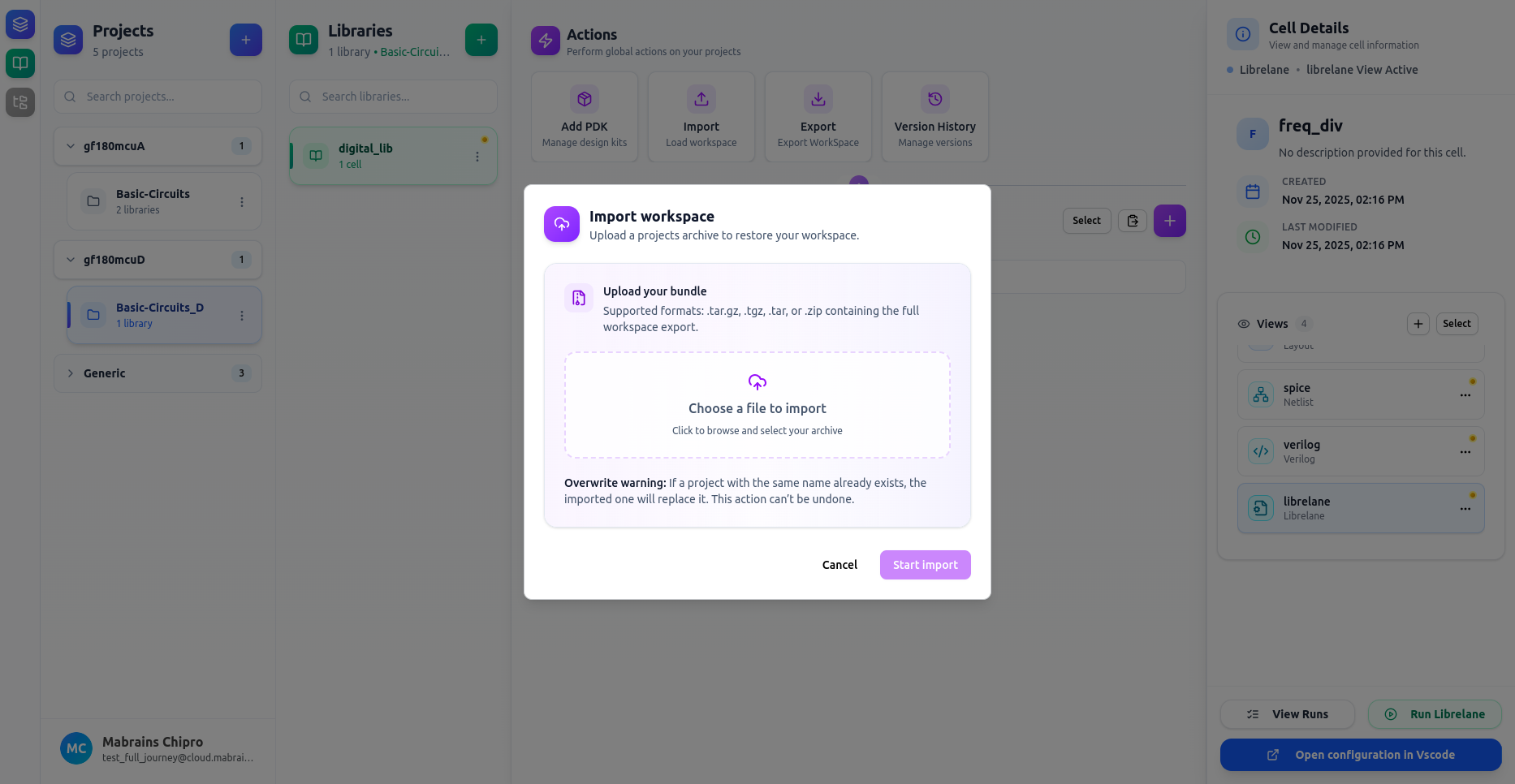 Import Workspace Modal