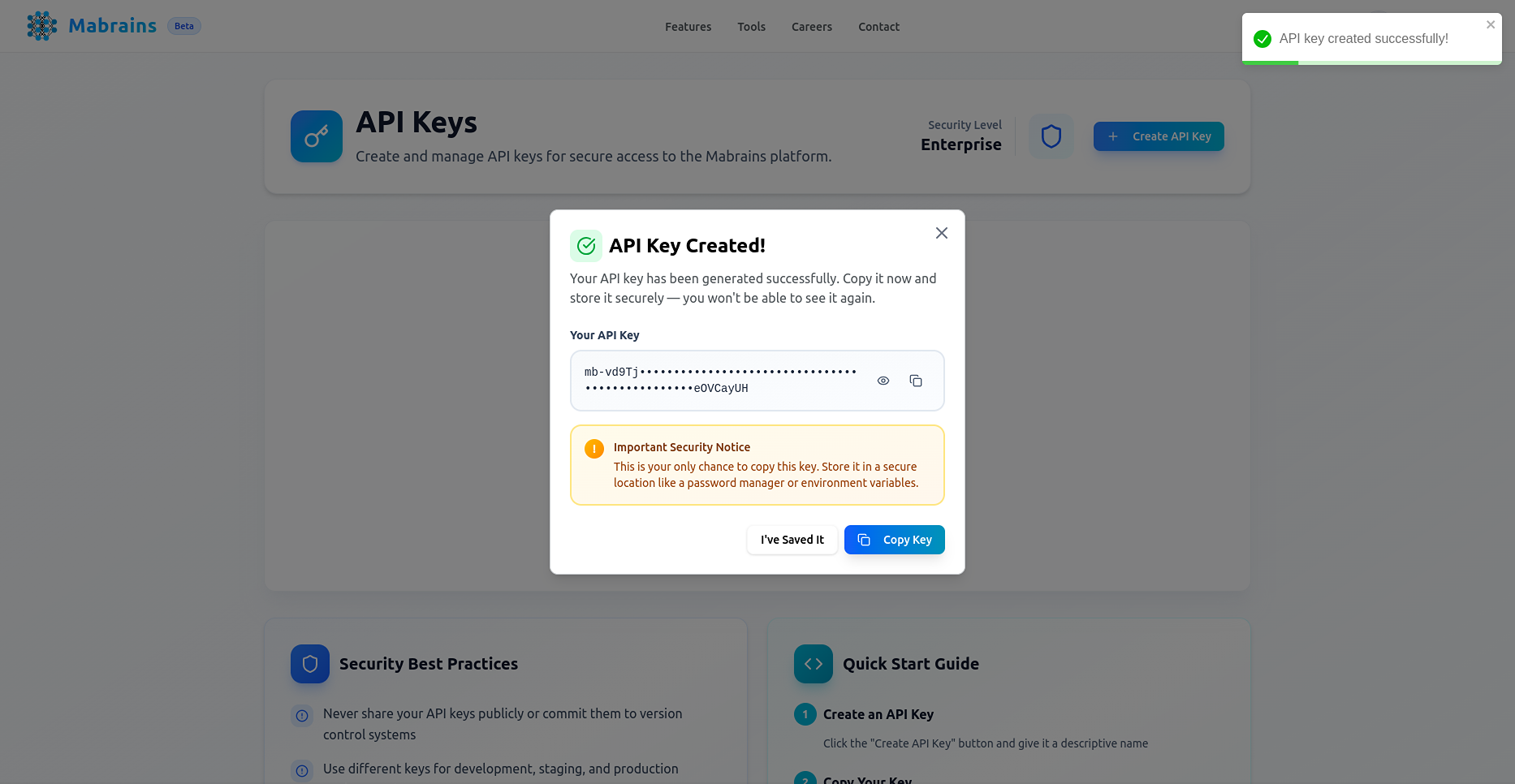 API Key Created